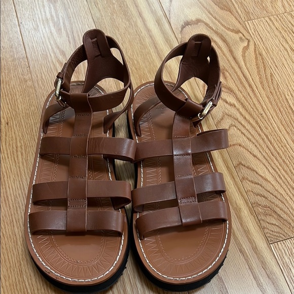 NWOT! Zara SZ 40 /9, brown leather fisherman sandals. - Picture 1 of 13